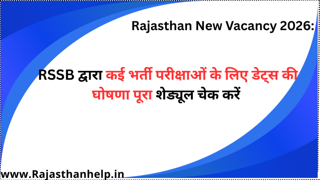 Rajasthan New Vacancy 2026: 